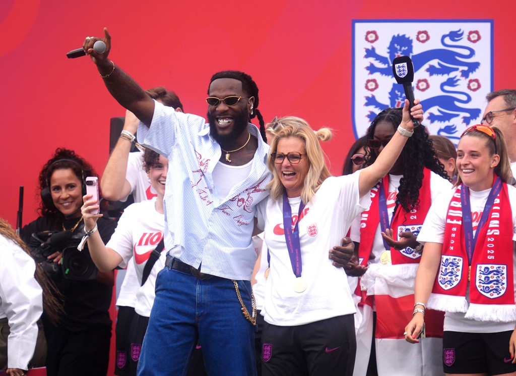 Lionesses Celebrate Euro 2025 Win with Burna Boy at Buckingham Palace Parade