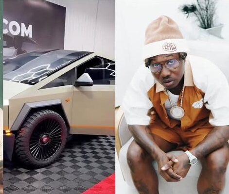 Zlatan Ibile Flaunts Tesla Cybertruck Ahead of Album Release